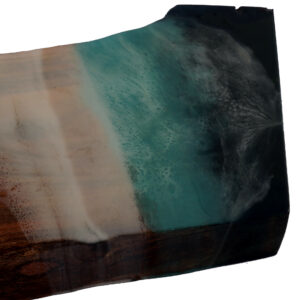 Live-Edge Oak Wood Board, Resin Ocean - Image 3