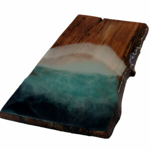 Live-Edge Oak Wood Board, Resin Ocean