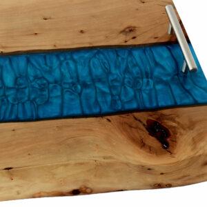 Live-Edge Sweet Gum Wood Serving Board, Resin River - Image 3