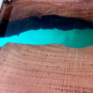 Live-Edge Oak Wood Serving Board, Resin River - Image 4