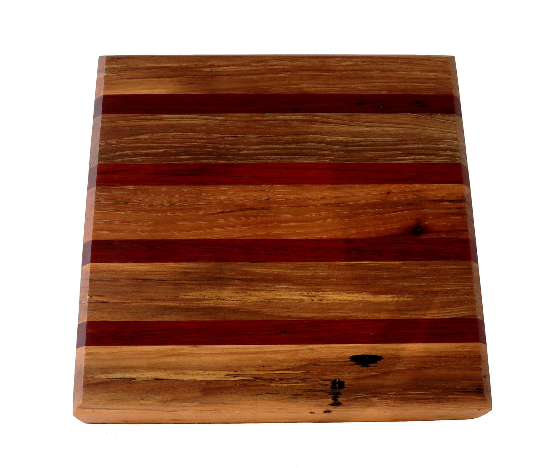 Hickory_Padauk-Square-Beveled-Edge-1-1.jpg Heavy Duty Square Cutting Board - Image 1